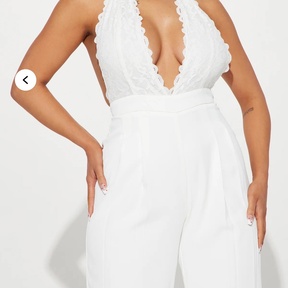 Fashion Nova White Lace Halter Jumpsuit